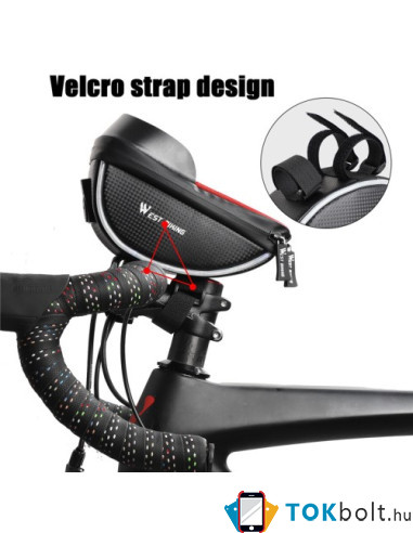 WEST BIKING kerékpár kormányra rögzíthető tok 6.0 inches - FEKETE - PIROS