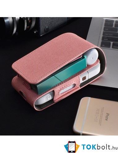 DUX DUCIS IQOS elektromos cigaretta tartó bőr tok - 12.3 x 5.5 x 4.8 cm - RÓZSASZÍN