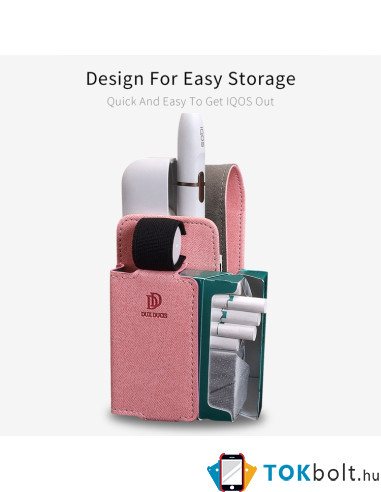 DUX DUCIS IQOS elektromos cigaretta tartó bőr tok - 12.3 x 5.5 x 4.8 cm - RÓZSASZÍN