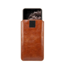 Övre fűzhető 5.5-6.5 inches univerzális telefontok, övtok kihúzóval - BARNA
