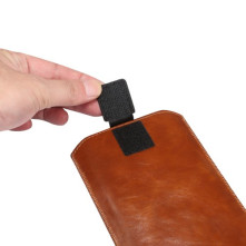 Övre fűzhető 5.5-6.5 inches univerzális telefontok, övtok kihúzóval - BARNA