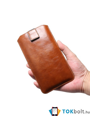 Övre fűzhető 5.5-6.5 inches univerzális telefontok, övtok kihúzóval - BARNA