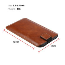 Övre fűzhető 5.5-6.5 inches univerzális telefontok, övtok kihúzóval - BARNA