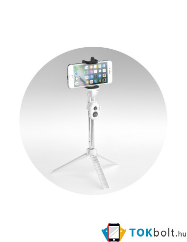 Szelfibot, és tripod egyben teleszkópos nyéllel Bluetooth vezérléssel okostelefonokhoz - FEHÉR