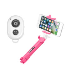 Szelfibot, és tripod egyben teleszkópos nyéllel Bluetooth vezérléssel okostelefonokhoz - PINK