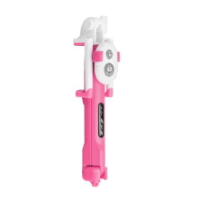 Szelfibot, és tripod egyben teleszkópos nyéllel Bluetooth vezérléssel okostelefonokhoz - PINK