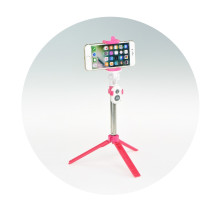 Szelfibot, és tripod egyben teleszkópos nyéllel Bluetooth vezérléssel okostelefonokhoz - PINK