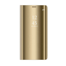 Samsung Galaxy A21s, oldalra nyíló, ablakos tok, arany