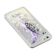 iPhone 7/8/SE 2nd Gen (2020), TPU rugalmas, mozgó csillámos, vékony, szilikon tok - Madártoll mintás