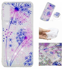 Samsung Galaxy A50, TPU rugalmas, mozgó csillámos, vékony, szilikon tok - Pitypang mintás