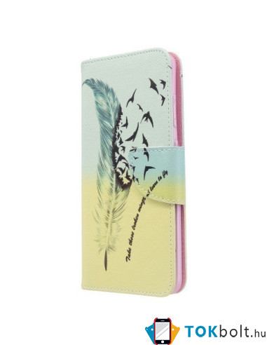 Samsung Galaxy S20, oldalra nyíló, mappa tok, notesz tok - Madártoll mintás