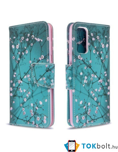 Samsung Galaxy S20, oldalra nyíló, mappa tok, notesz tok - Tavaszi virág mintás