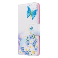 Samsung Galaxy S20 Plus, oldalra nyíló, mappa tok, notesz tok - Pillangók és virágok mintás