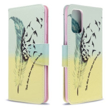Samsung Galaxy S20 Plus, oldalra nyíló, mappa tok, notesz tok - Madártoll mintás