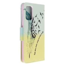 Samsung Galaxy S20 Plus, oldalra nyíló, mappa tok, notesz tok - Madártoll mintás