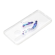 Huawei Y6p, TPU rugalmas, vékony, szilikon tok - Madártoll mintás