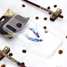 Huawei Y6p, TPU rugalmas, vékony, szilikon tok - Madártoll mintás