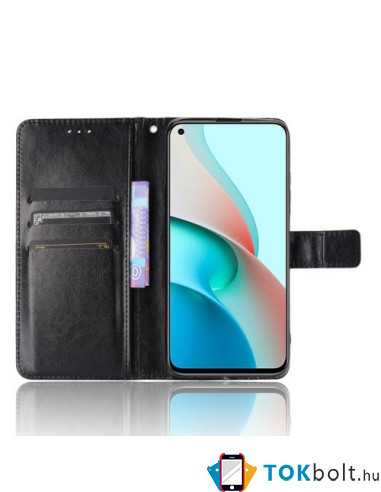 Oldalra nyíló tok Xiaomi Redmi Note 9 5G telefonhoz - FEKETE