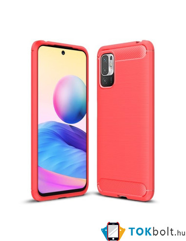 Xiaomi Redmi Note 10 5G karbon mintás tok - PIROS