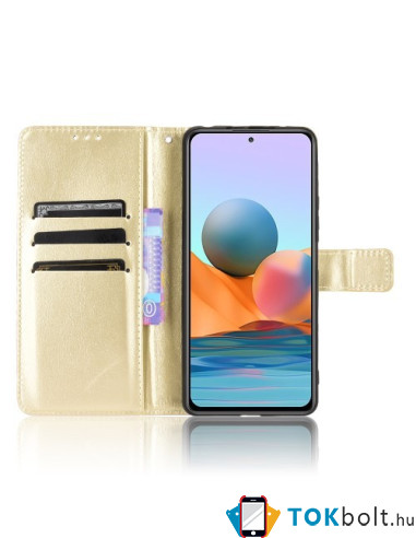 Oldalra nyíló tok Xiaomi Redmi Note 10 Pro telefonhoz - ARANY