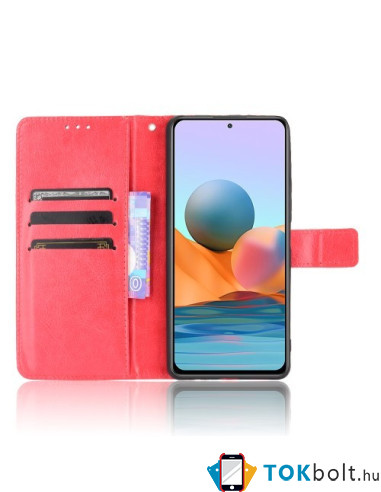 Oldalra nyíló tok Xiaomi Redmi Note 10 Pro telefonhoz - PIROS