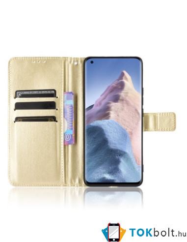 Oldalra nyíló tok Xiaomi Mi 11 Ultra telefonhoz - ARANY