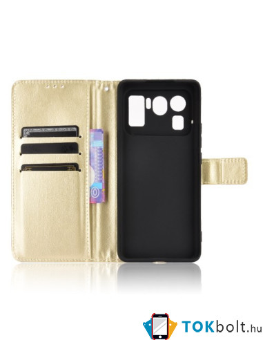 Oldalra nyíló tok Xiaomi Mi 11 Ultra telefonhoz - ARANY