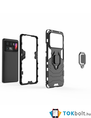 Kemény műanyag és rugalmas TPU hibrid tok Xiaomi Mi 11 Ultra telefonhoz - FEKETE