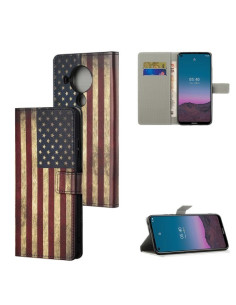 Oldalra nyíló mintás telefontok Nokia 5.4 telefonhoz - AMERIKAI ZÁSZLÓ
