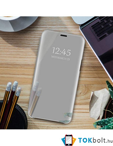 Flip telefontok átlátszó előlappal Samsung Galaxy A72 5G / A72 készülékhez - EZÜST