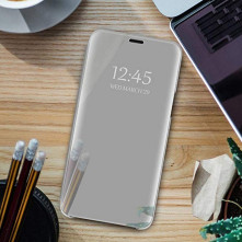 Flip telefontok átlátszó előlappal Samsung Galaxy A72 5G / A72 készülékhez - EZÜST