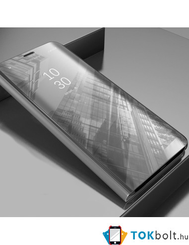 Flip telefontok átlátszó előlappal Samsung Galaxy A72 5G / A72 készülékhez - EZÜST
