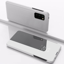 Flip telefontok átlátszó előlappal Samsung Galaxy A72 5G / A72 készülékhez - EZÜST