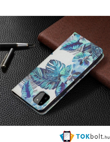 Oldalra nyíló mintás telefontok Samsung Galaxy A22 5G telefonhoz - VIRÁG