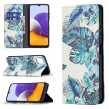 Oldalra nyíló mintás telefontok Samsung Galaxy A22 5G telefonhoz - VIRÁG