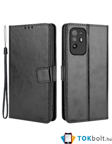 Oldalra nyíló tok Oppo Reno5 Z telefonhoz - FEKETE