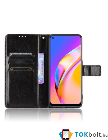 Oldalra nyíló tok Oppo Reno5 Z telefonhoz - FEKETE