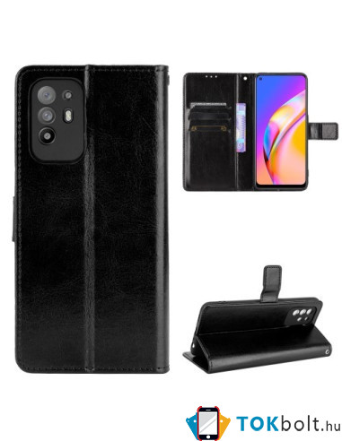 Oldalra nyíló tok Oppo Reno5 Z telefonhoz - FEKETE
