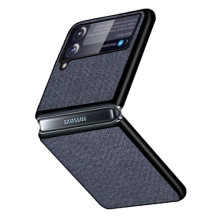 Bőr tapintású háttok Samsung Galaxy Z Flip3 5G készülékhez - KÉK