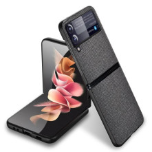 Bőr tapintású háttok Samsung Galaxy Z Flip3 5G készülékhez - FEKETE