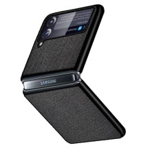 Bőr tapintású háttok Samsung Galaxy Z Flip3 5G készülékhez - FEKETE