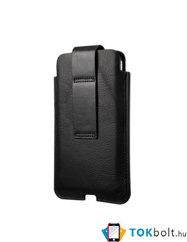 Valódi bőr 6.7 inches univerzális telefontok, övtok zárható füllel - FEKETE
