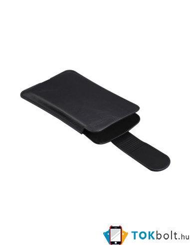 Valódi bőr 6.7 inches univerzális telefontok, övtok zárható füllel - FEKETE