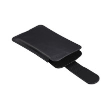 Valódi bőr 6.7 inches univerzális telefontok, övtok zárható füllel - FEKETE