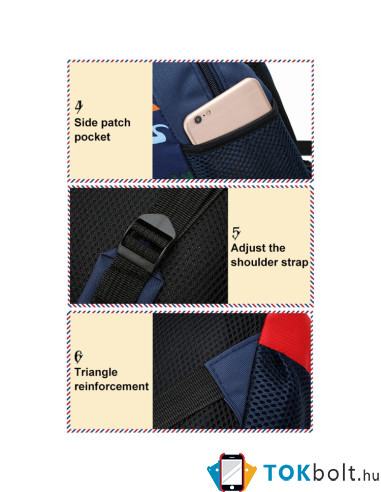 Gyerek táska, ovis, iskolatáska, hátizsák cipzárral - DÍNÓS - PIROS