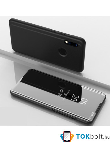 Flip telefontok átlátszó előlappal Huawei P Smart (2019) készülékhez - FEKETE