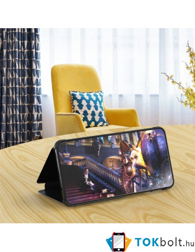 Flip telefontok átlátszó előlappal Huawei P Smart (2019) készülékhez - FEKETE