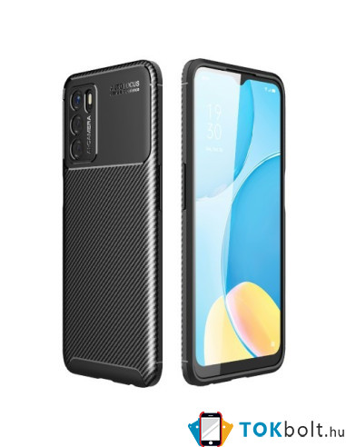 Oppo A16s karbon mintás tok - FEKETE
