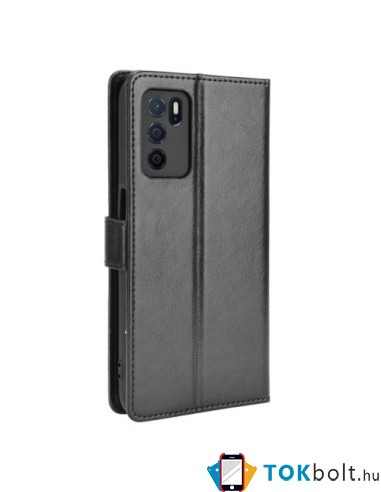 Oldalra nyíló tok Oppo A16s telefonhoz - FEKETE