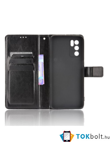 Oldalra nyíló tok Oppo A16s telefonhoz - FEKETE